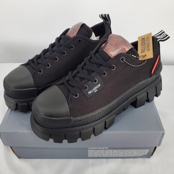 Palladium Womens 8 Revolt‎ Lo TX Black/Black Platform Shoes 97243-010-M New - Picture 1 of 9